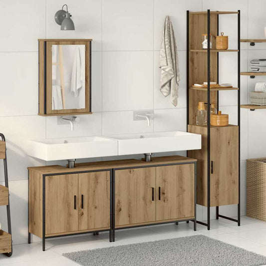 Badezimmermöbel Set mit Regal 4 pcs Braun 33 x 33 x 185.5 cm