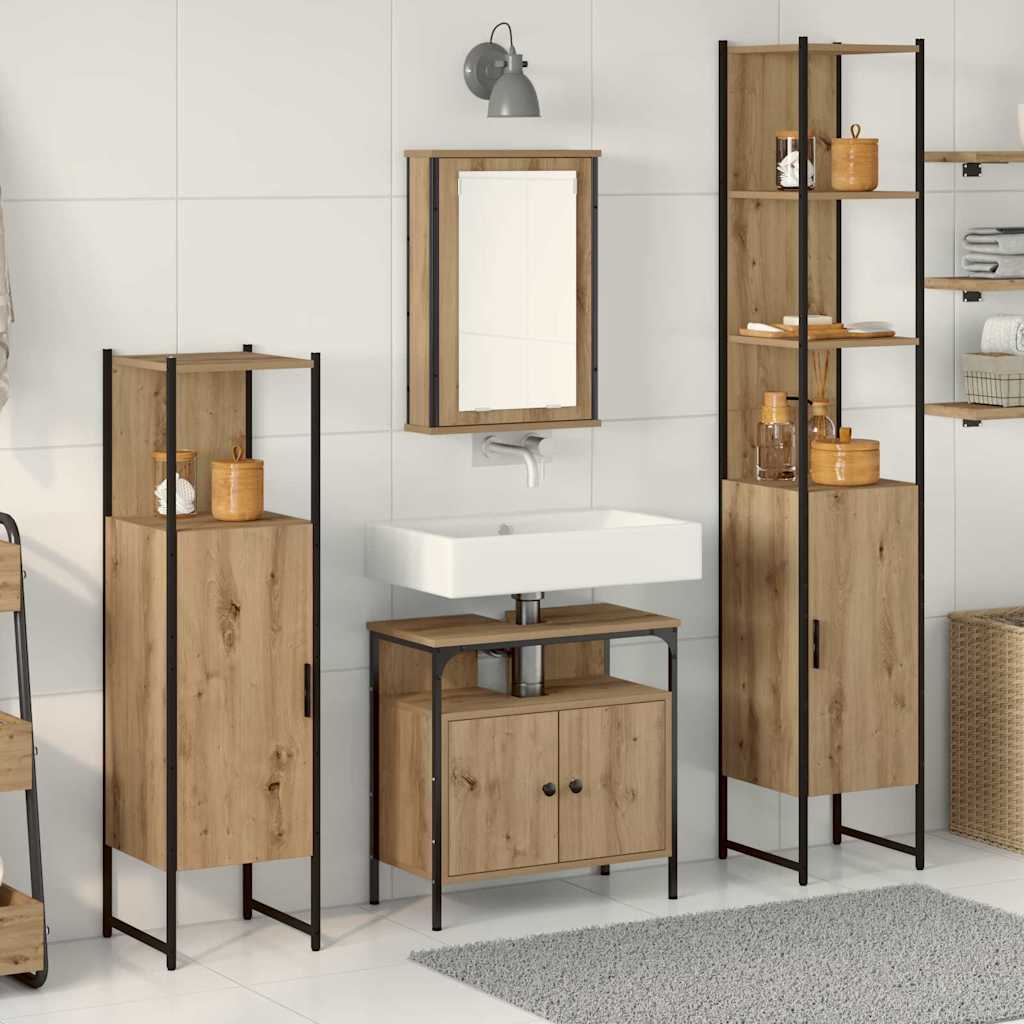 Badezimmermöbel Set mit Regal 4 pcs Artisan-Eiche Holzwerkstoff