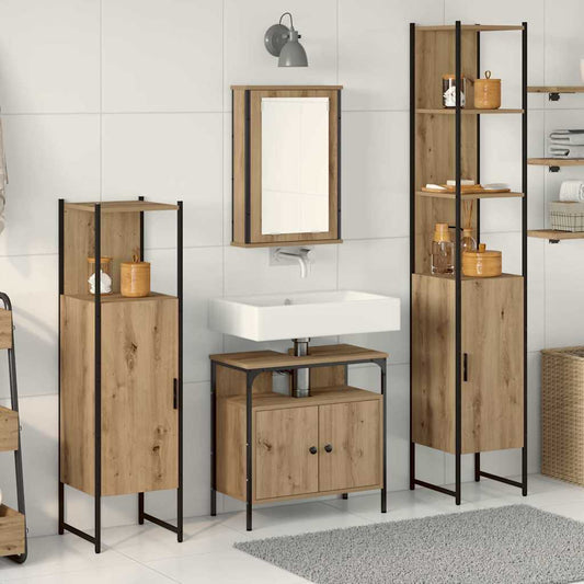 Badezimmermöbel Set mit Regal 4 pcs Artisan-Eiche Holzwerkstoff