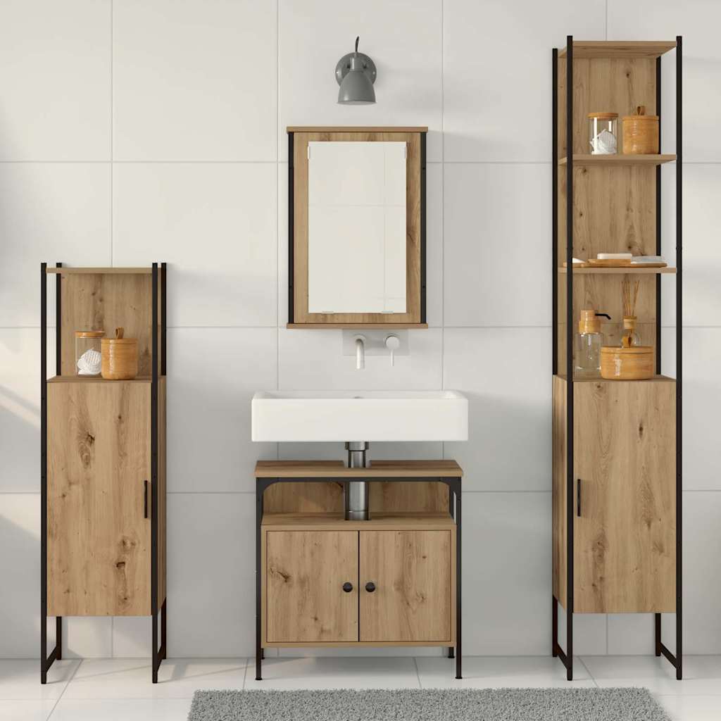 Badezimmermöbel Set mit Regal 4 pcs Artisan-Eiche Holzwerkstoff