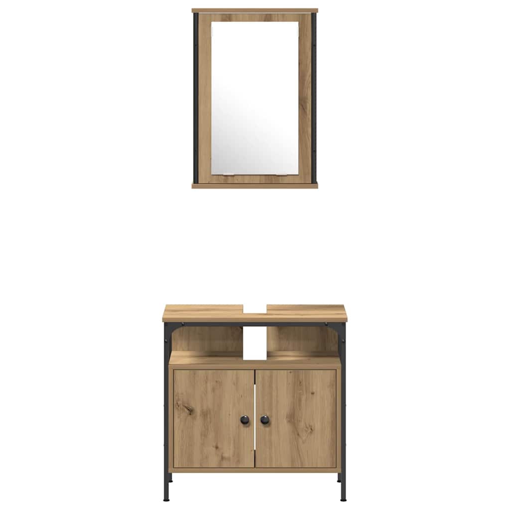 Badezimmermöbel-Set 4 stk. Artisan-Eiche 33 x 33 x 185,5 cm