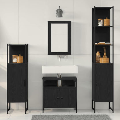 Badezimmermöbel-Set 4 stk. Schwarz Eichen-Optik