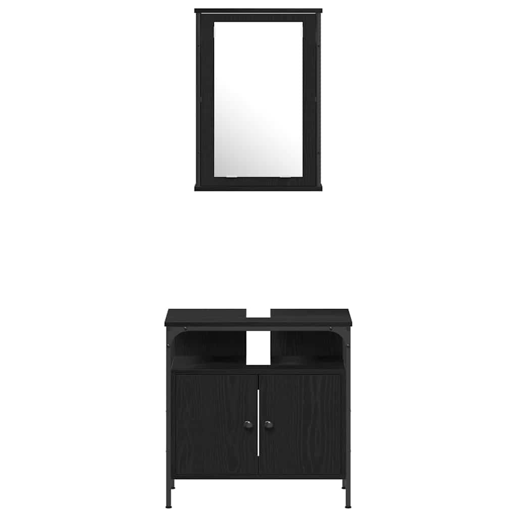 Badezimmermöbel-Set 4 stk. Schwarz Eichen-Optik