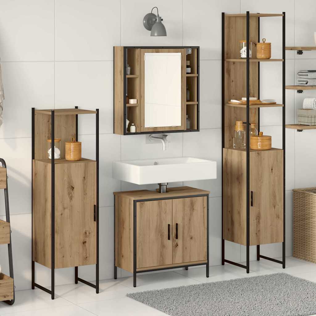 Badezimmermöbel-Set 4 stk. Braun 33 x 33 x 185,5 cm