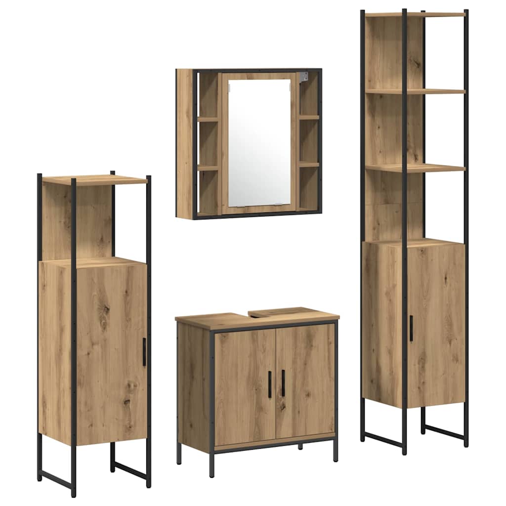Badezimmermöbel-Set 4 stk. Braun 33 x 33 x 185,5 cm