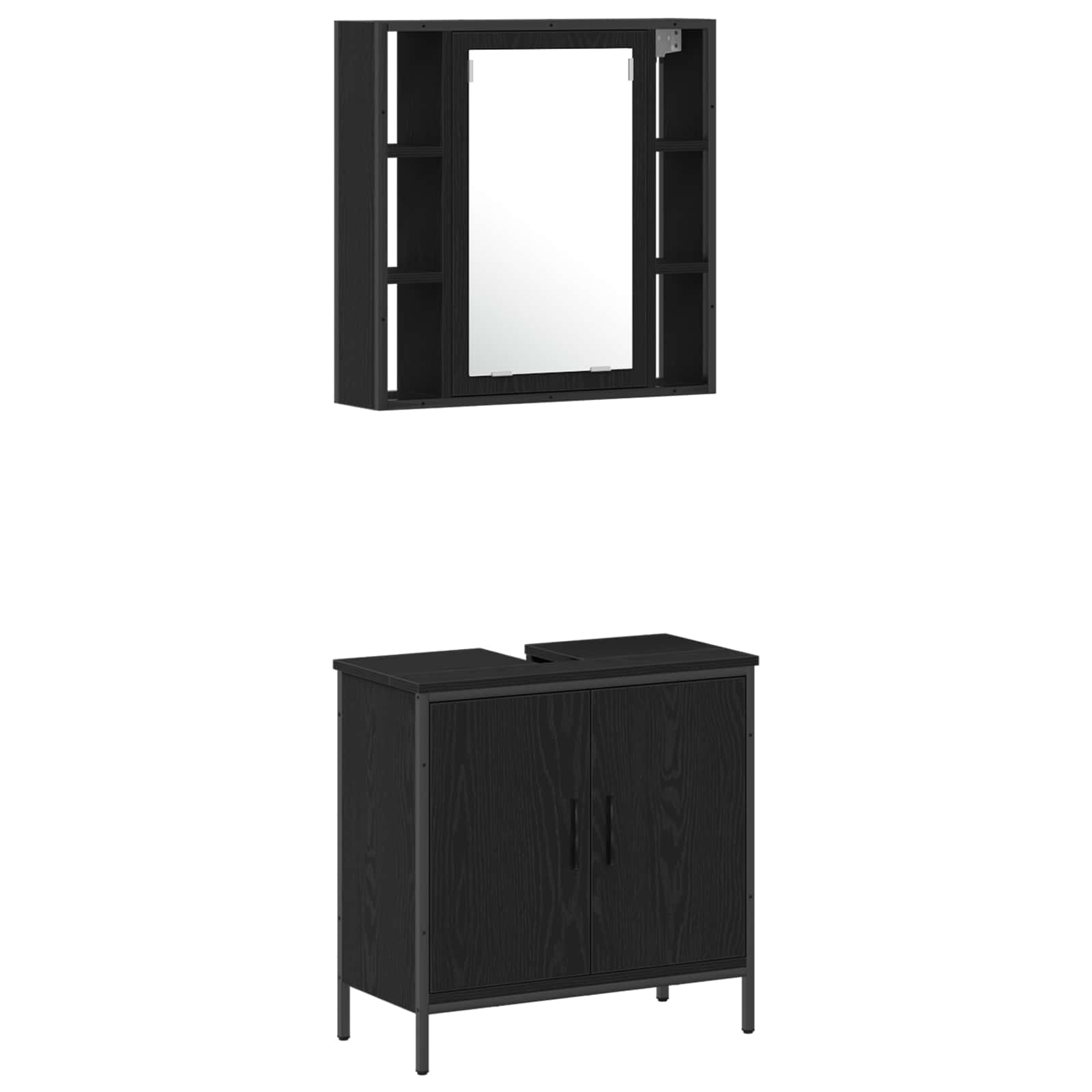 Badezimmermöbel-Set 4 Stk. Schwarz Holzwerkstoff