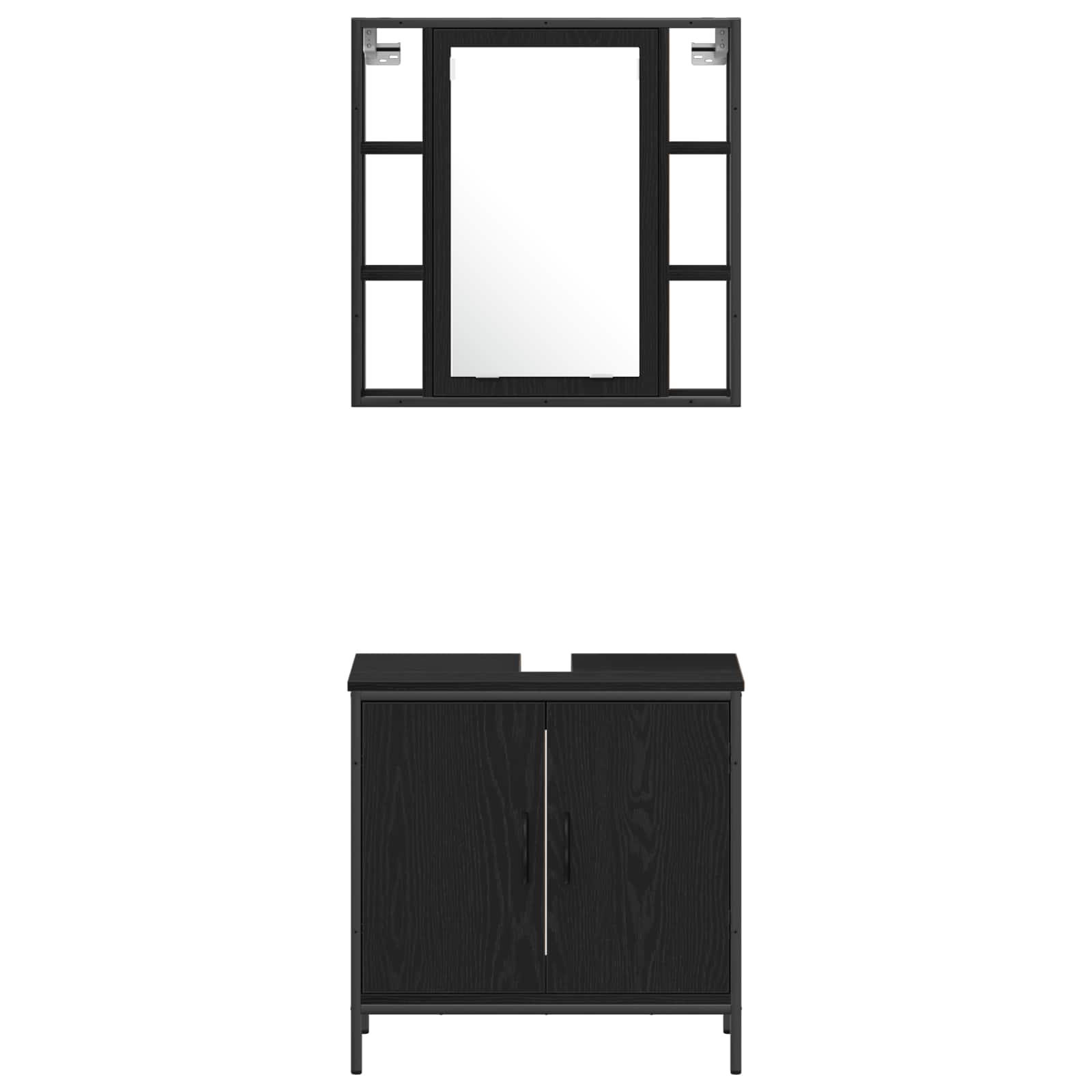 Badezimmermöbel-Set 4 stk. Schwarz 33 x 33 x 185,5 cm