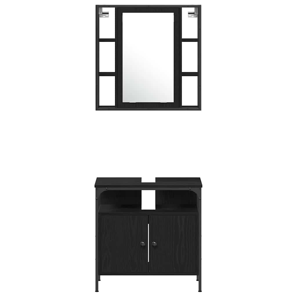 Badezimmermöbel-Set 4 stk. Schwarz Eichen-Optik