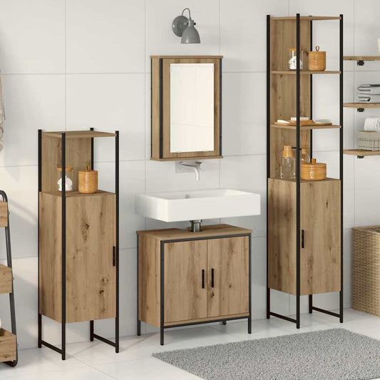 Badezimmermöbel-Set 4 stk. Braun 33 x 33 x 185,5 cm