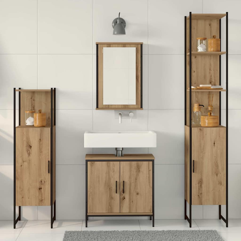 Badezimmermöbel-Set 4 stk. Braun 33 x 33 x 185,5 cm
