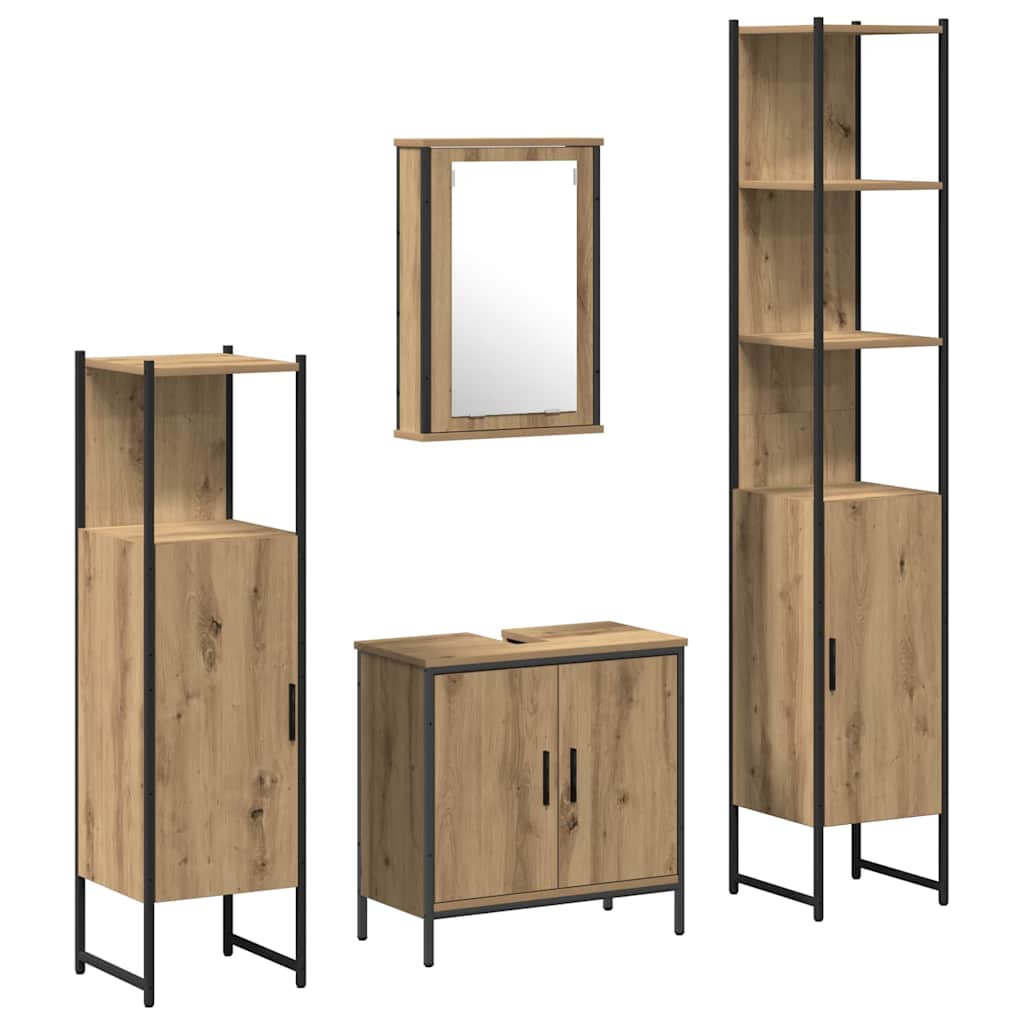 Badezimmermöbel-Set 4 stk. Braun 33 x 33 x 185,5 cm