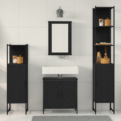 Badezimmermöbel-Set 4 stk. Schwarz 33 x 33 x 185,5 cm