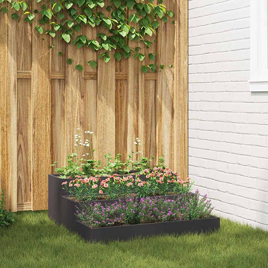 Garten-Pflanzgefäß Schwarz 90 x 90 x 35 cm Kaltgewalzter Stahl