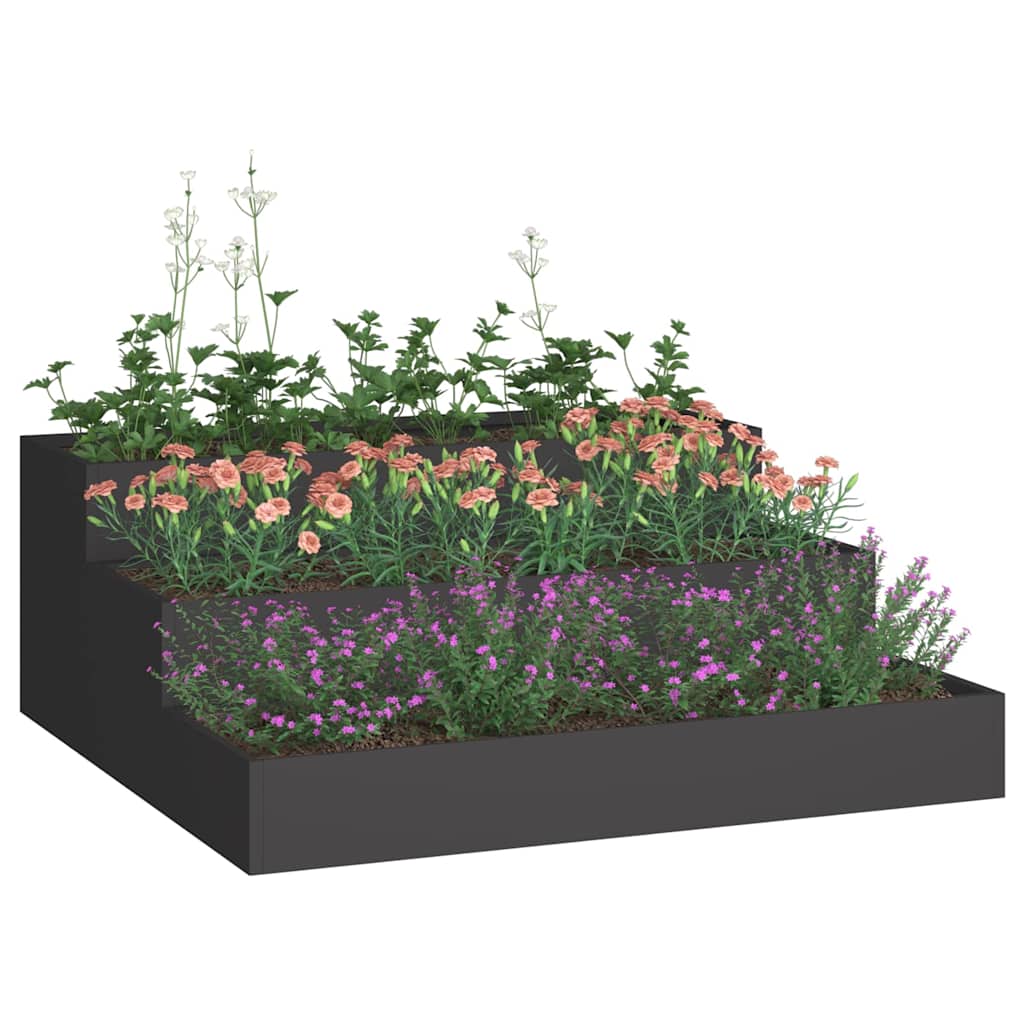 Garten-Pflanzgefäß Schwarz 90 x 90 x 35 cm Kaltgewalzter Stahl