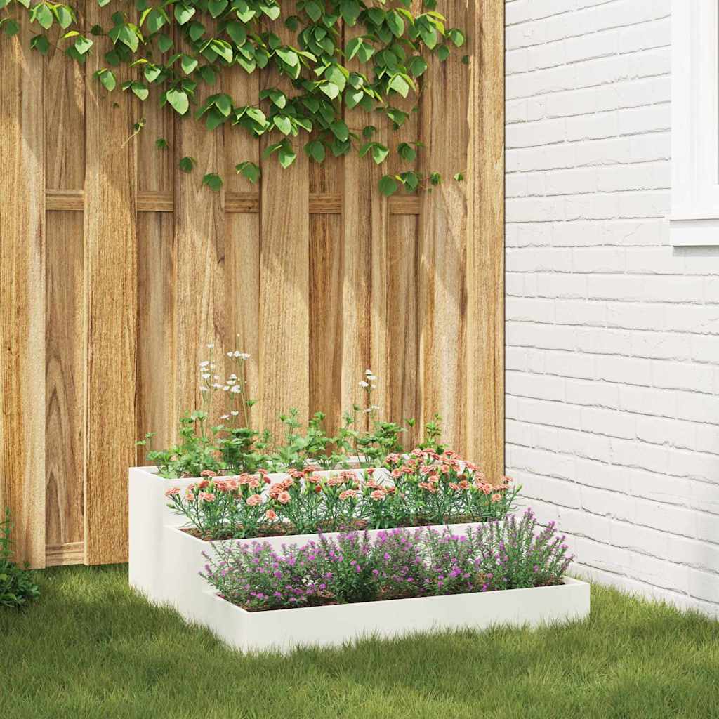 Garten-Pflanzgefäß Weiß 90 x 90 x 35 cm Kaltgewalzter Stahl