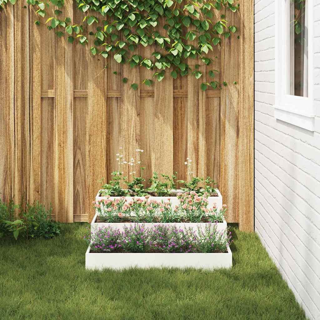 Garten-Pflanzgefäß Weiß 90 x 90 x 35 cm Kaltgewalzter Stahl