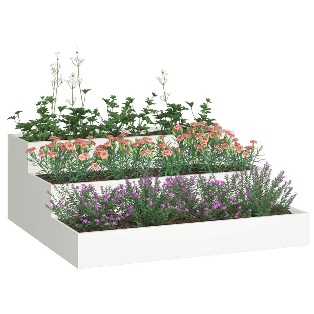 Garten-Pflanzgefäß Weiß 90 x 90 x 35 cm Kaltgewalzter Stahl
