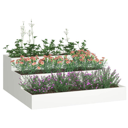 Garten-Pflanzgefäß Weiß 90 x 90 x 35 cm Kaltgewalzter Stahl