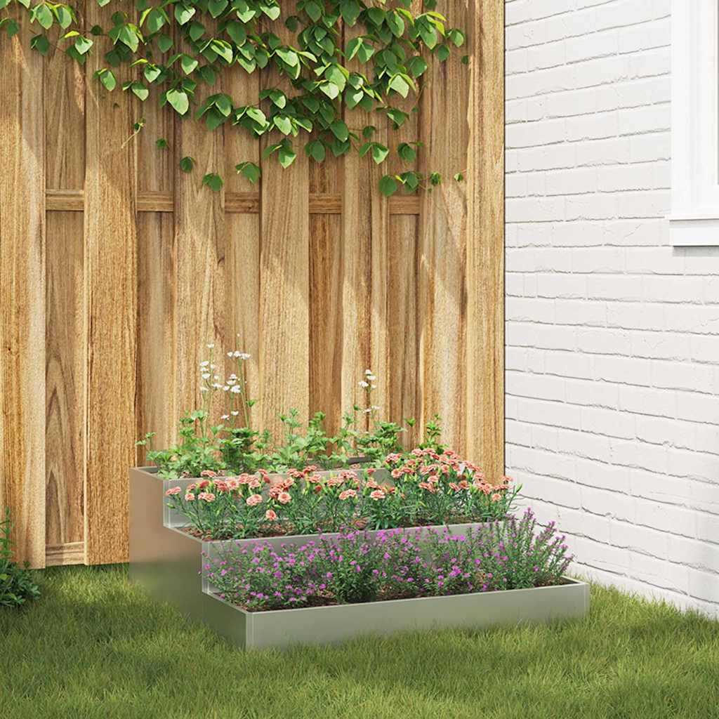 Garten-Pflanzgefäß Silber 90 x 90 x 35 cm Verzinkter Stahl