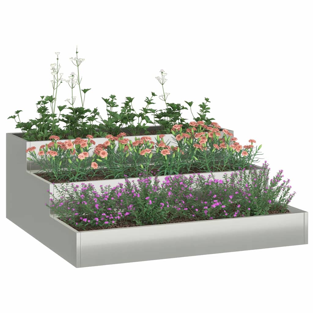 Garten-Pflanzgefäß Silber 90 x 90 x 35 cm Verzinkter Stahl