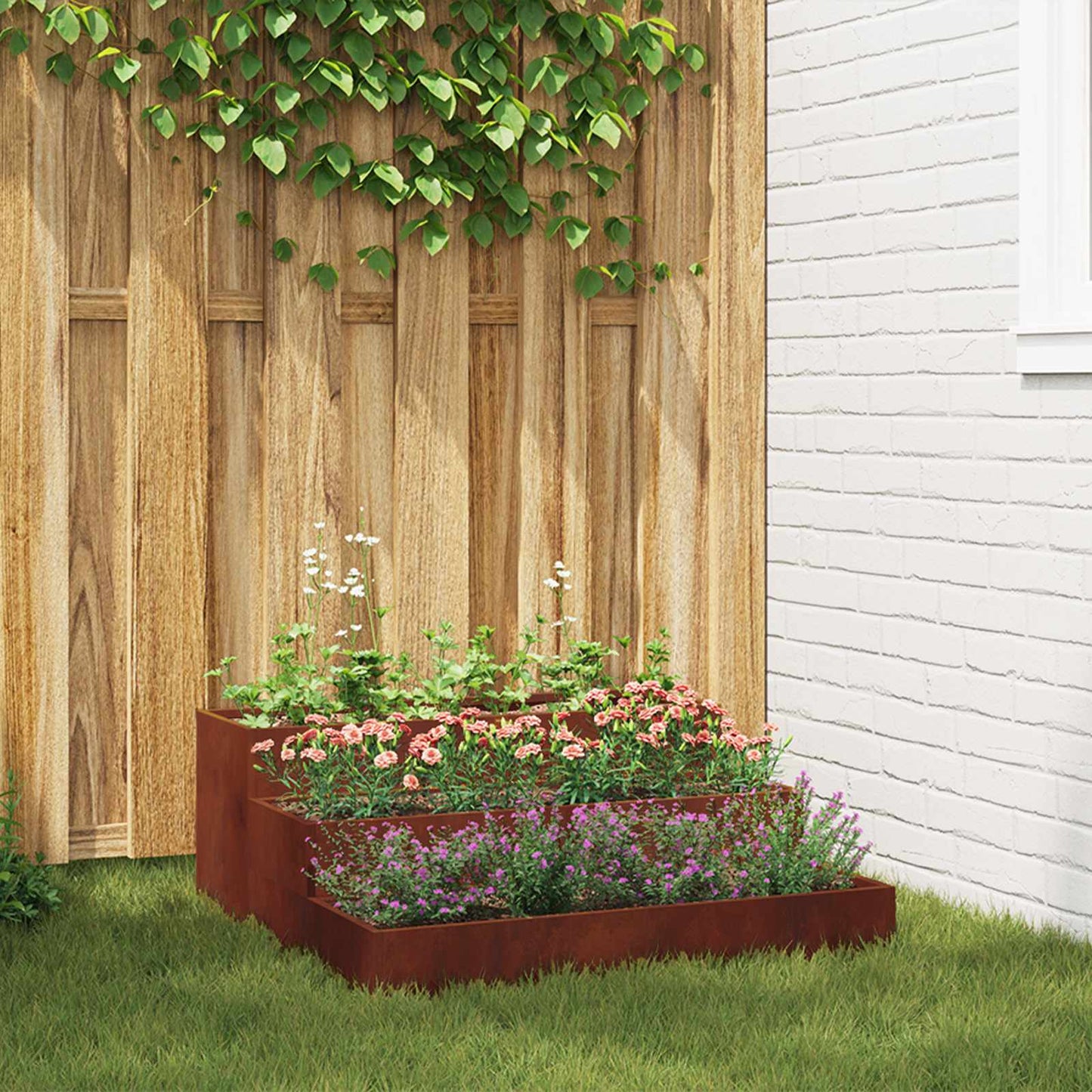 Garten-Pflanzgefäß Rostig 90 x 90 x 35 cm Wetterfeststahl