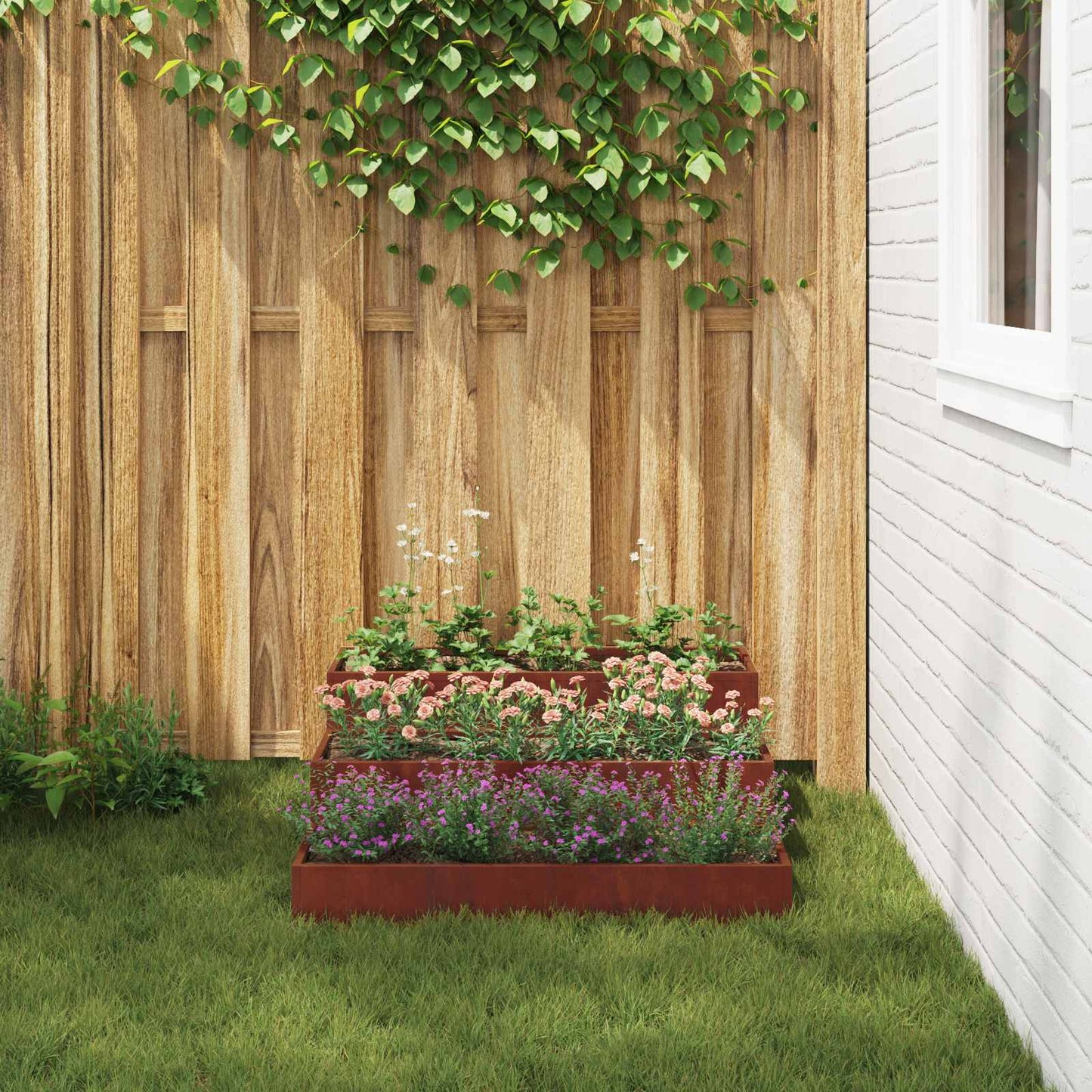 Garten-Pflanzgefäß Rostig 90 x 90 x 35 cm Wetterfeststahl