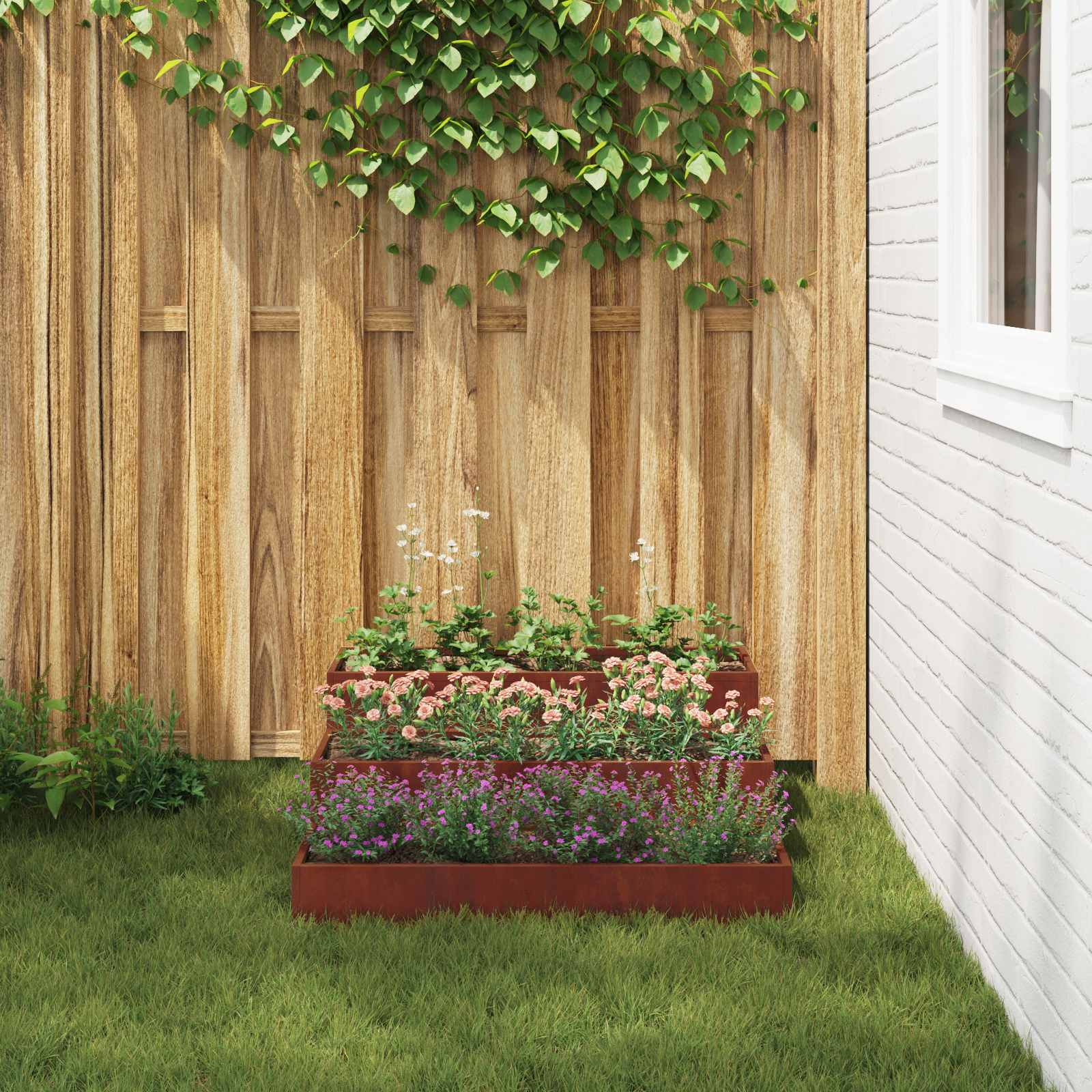 Garten-Pflanzgefäß Rostig 90 x 90 x 35 cm Wetterfeststahl