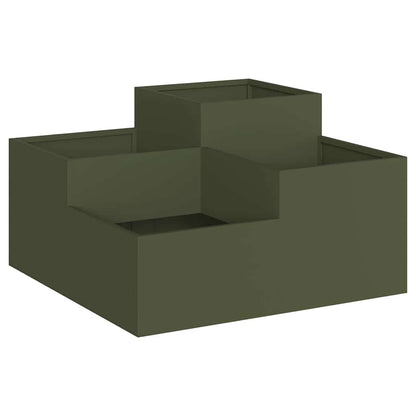 Gartenblumentopf Olivgrün 80 x 80 x 48 cm Stahl