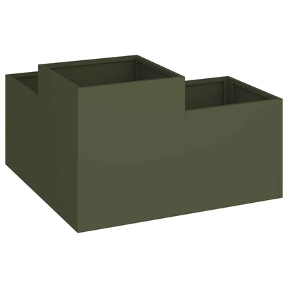 Gartenblumentopf Olivgrün 80 x 80 x 48 cm Stahl