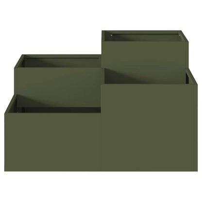 Gartenblumentopf Olivgrün 80 x 80 x 48 cm Stahl