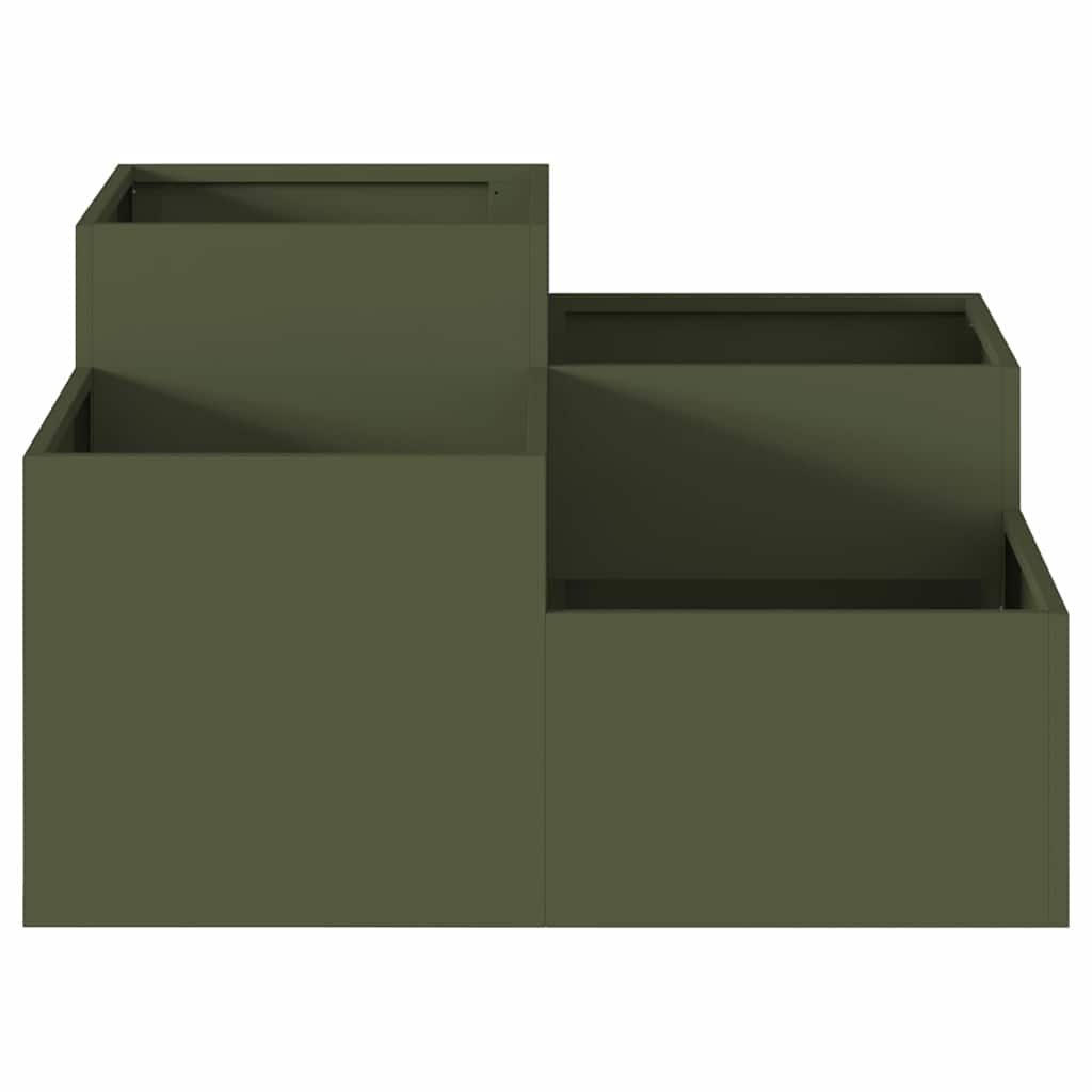 Gartenblumentopf Olivgrün 80 x 80 x 48 cm Stahl