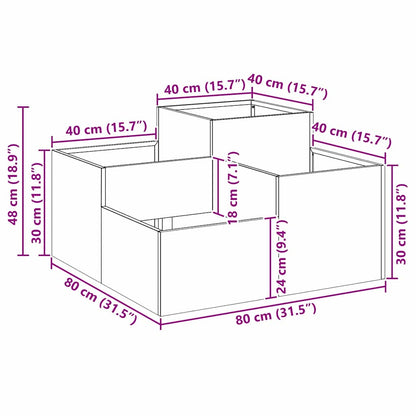 Gartenblumentopf Silber 80 x 80 x 48 cm Verzinkter Stahl