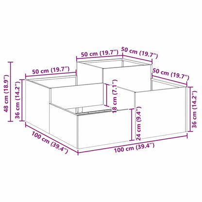 Gartenblumentopf Silber 100 x 100 x 48 cm Edelstahl