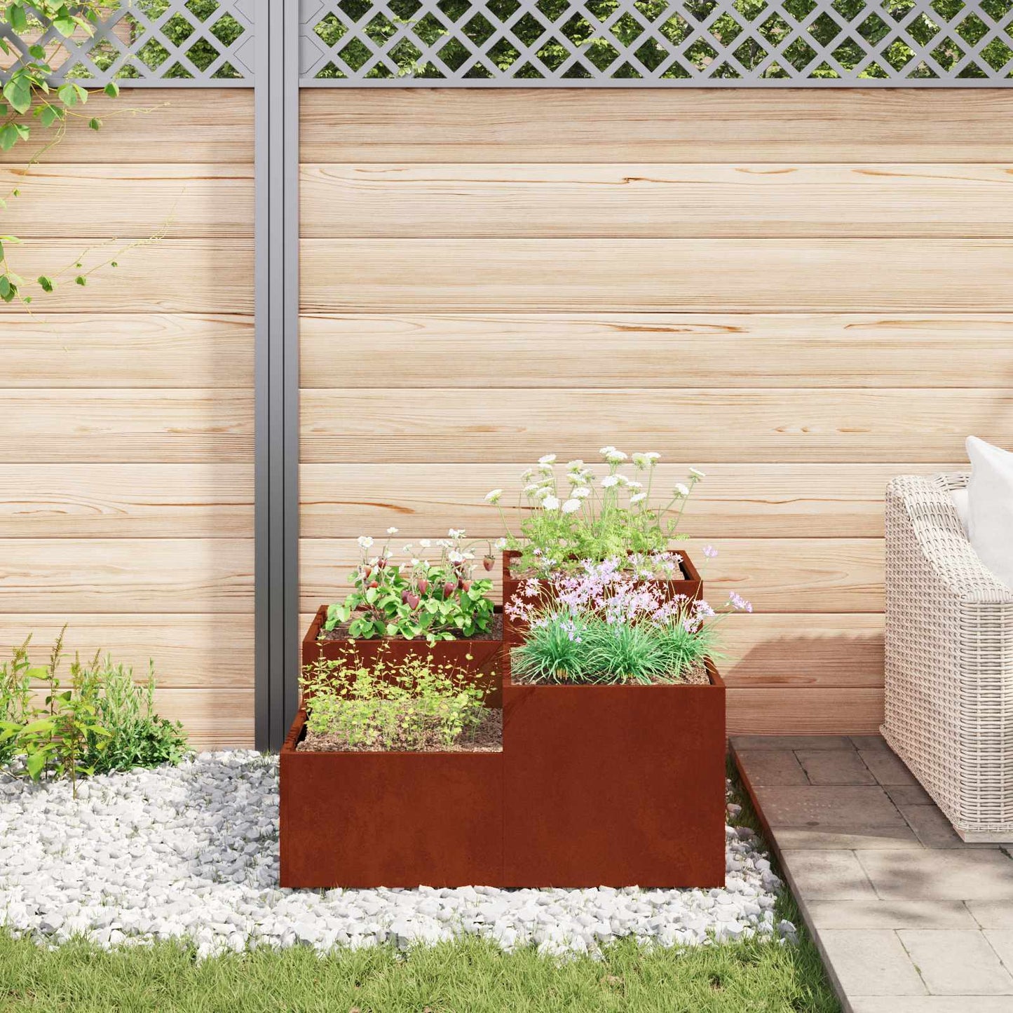 Gartenblumentopf Rostig 100 x 100 x 48 cm Wetterfeststahl