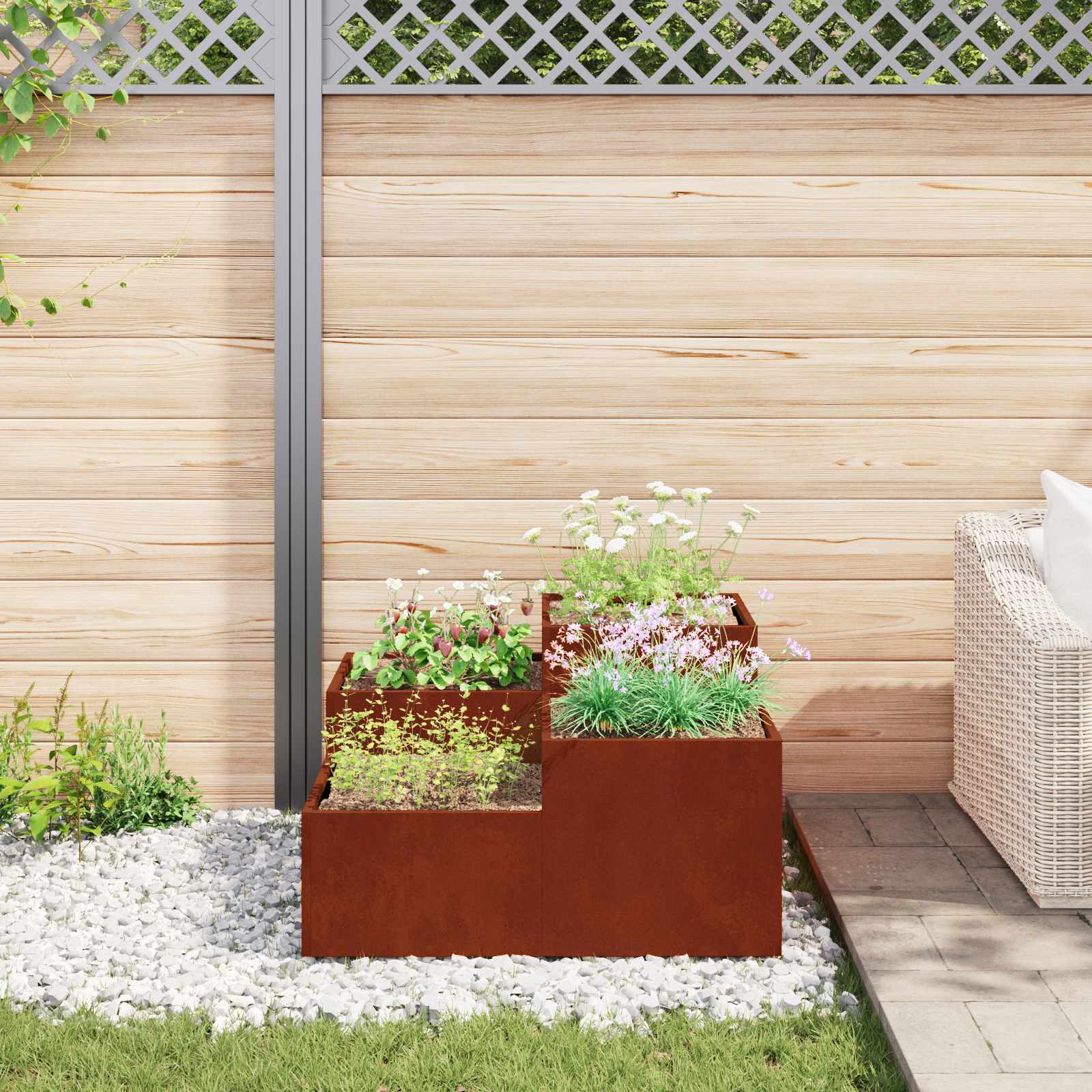 Gartenblumentopf Rostig 100 x 100 x 48 cm Wetterfeststahl