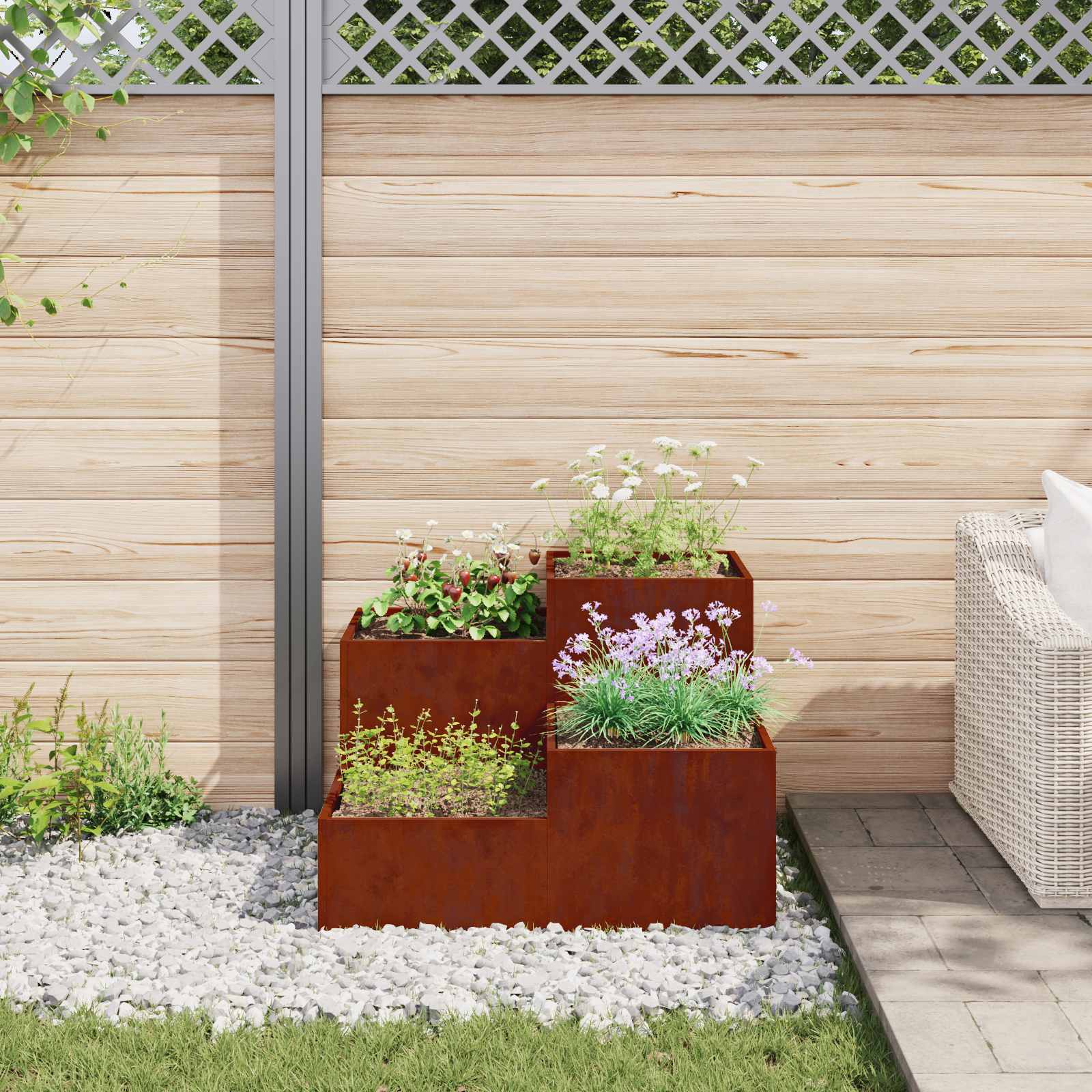 Gartenblumentopf Rostig 80 x 80 x 60 cm Wetterfeststahl