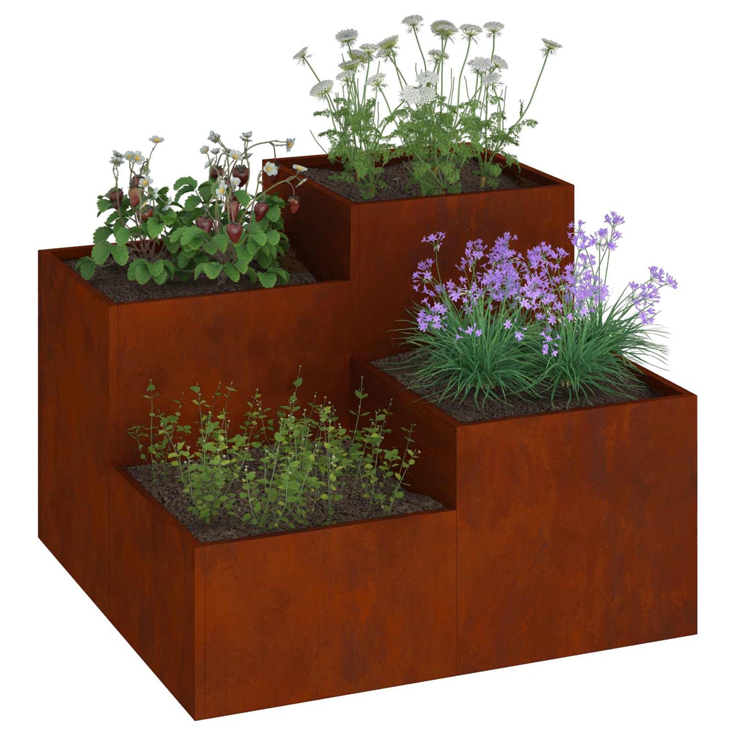 Gartenblumentopf Rostig 80 x 80 x 60 cm Wetterfeststahl