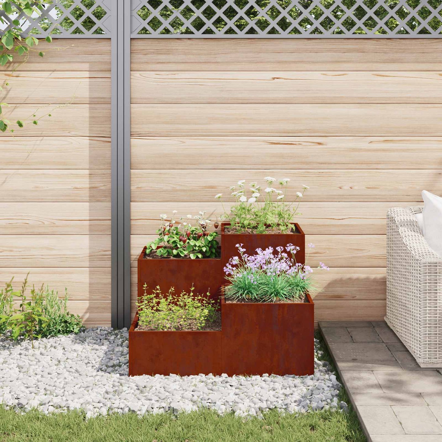 Gartenblumentopf Rostig 100 x 100 x 60 cm Wetterfeststahl