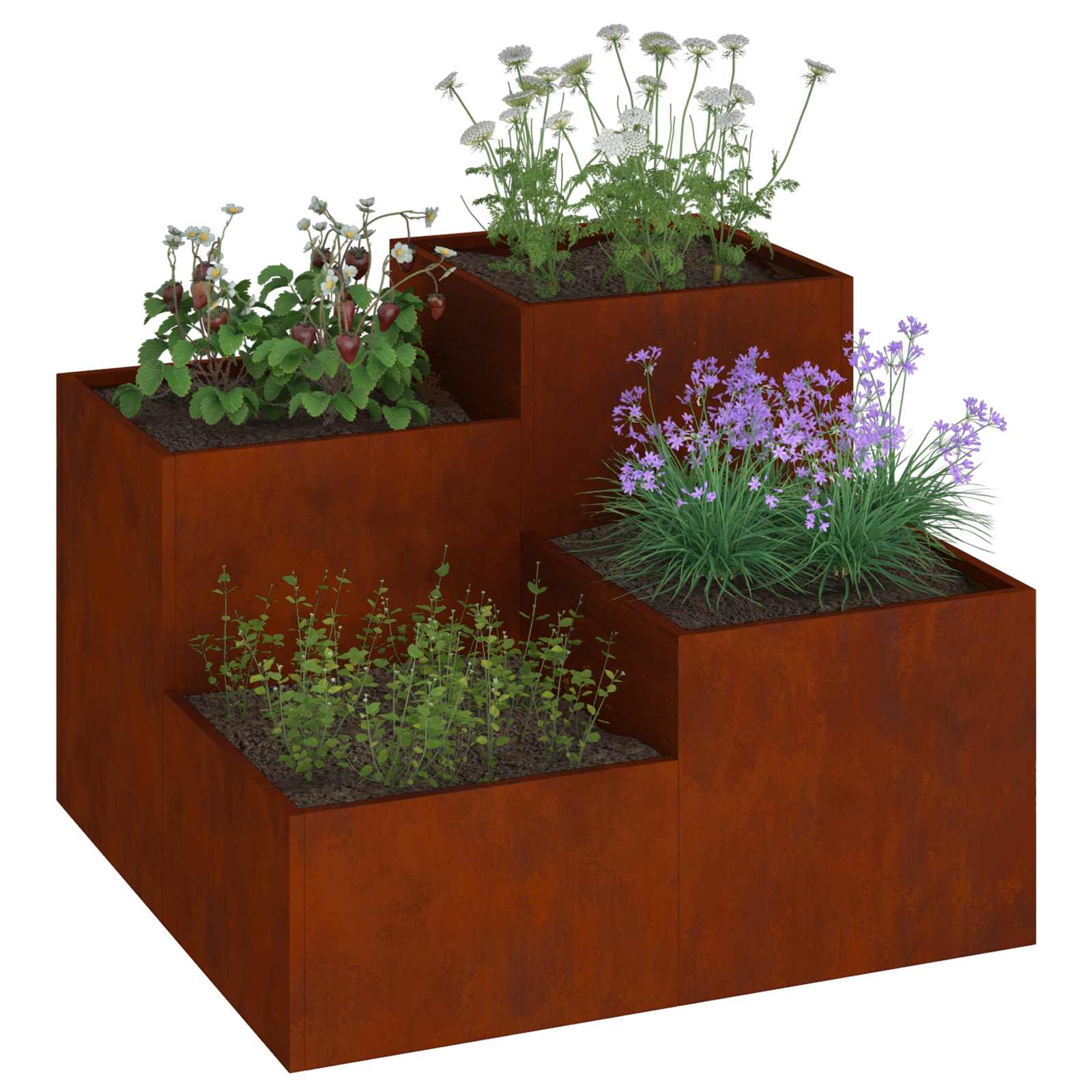 Gartenblumentopf Rostig 100 x 100 x 60 cm Wetterfeststahl