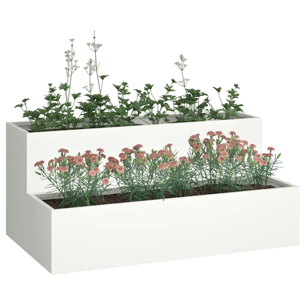 Garten-Pflanzgefäß Weiß 100 x 60 x 45 cm Kaltgewalzter Stahl