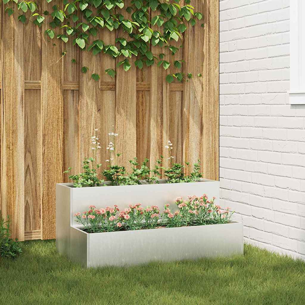 Garten-Pflanzgefäß Silber 100 x 60 x 45 cm Edelstahl