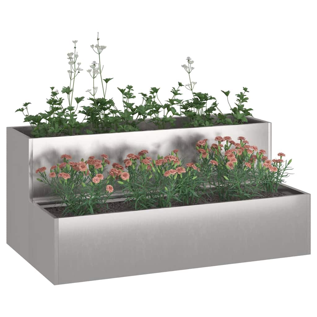 Garten-Pflanzgefäß Silber 100 x 60 x 45 cm Edelstahl