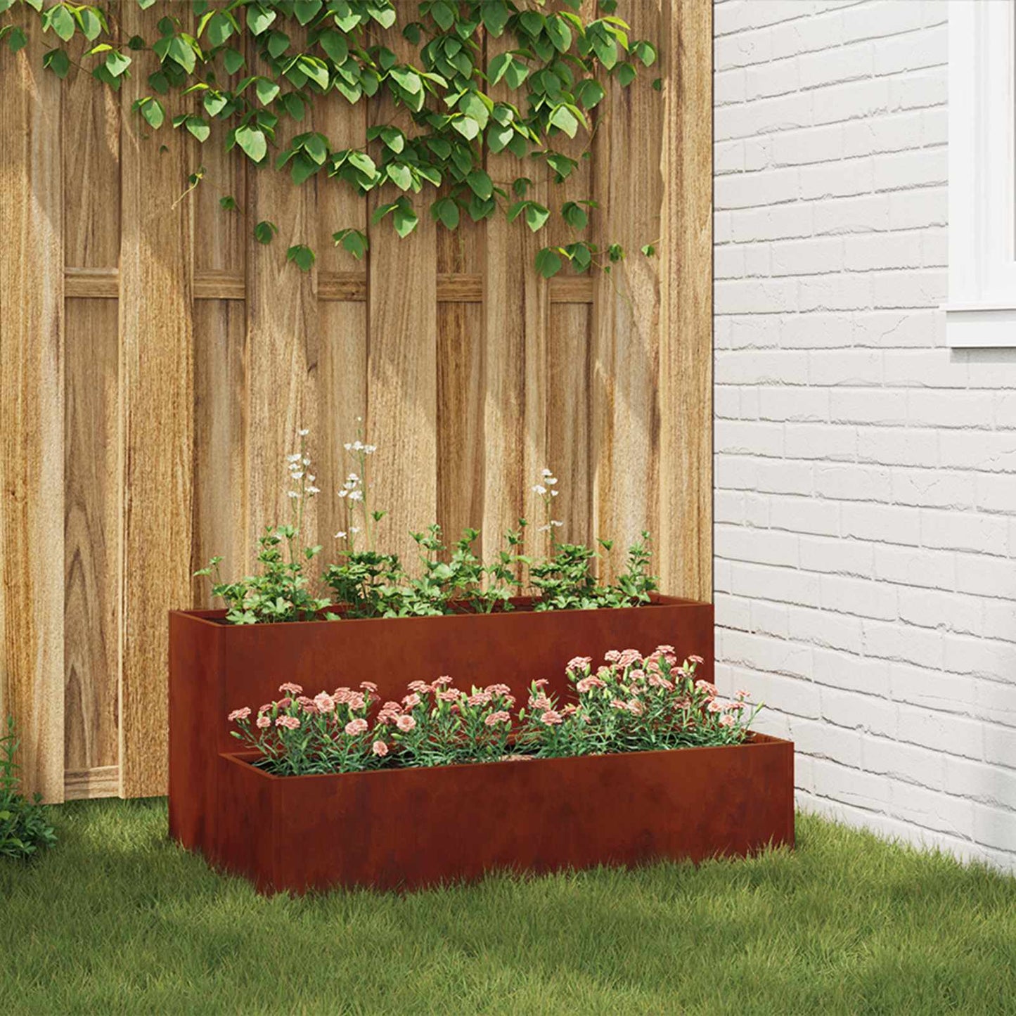 Garten-Pflanzgefäß Rostig 100 x 60 x 45 cm Wetterfeststahl