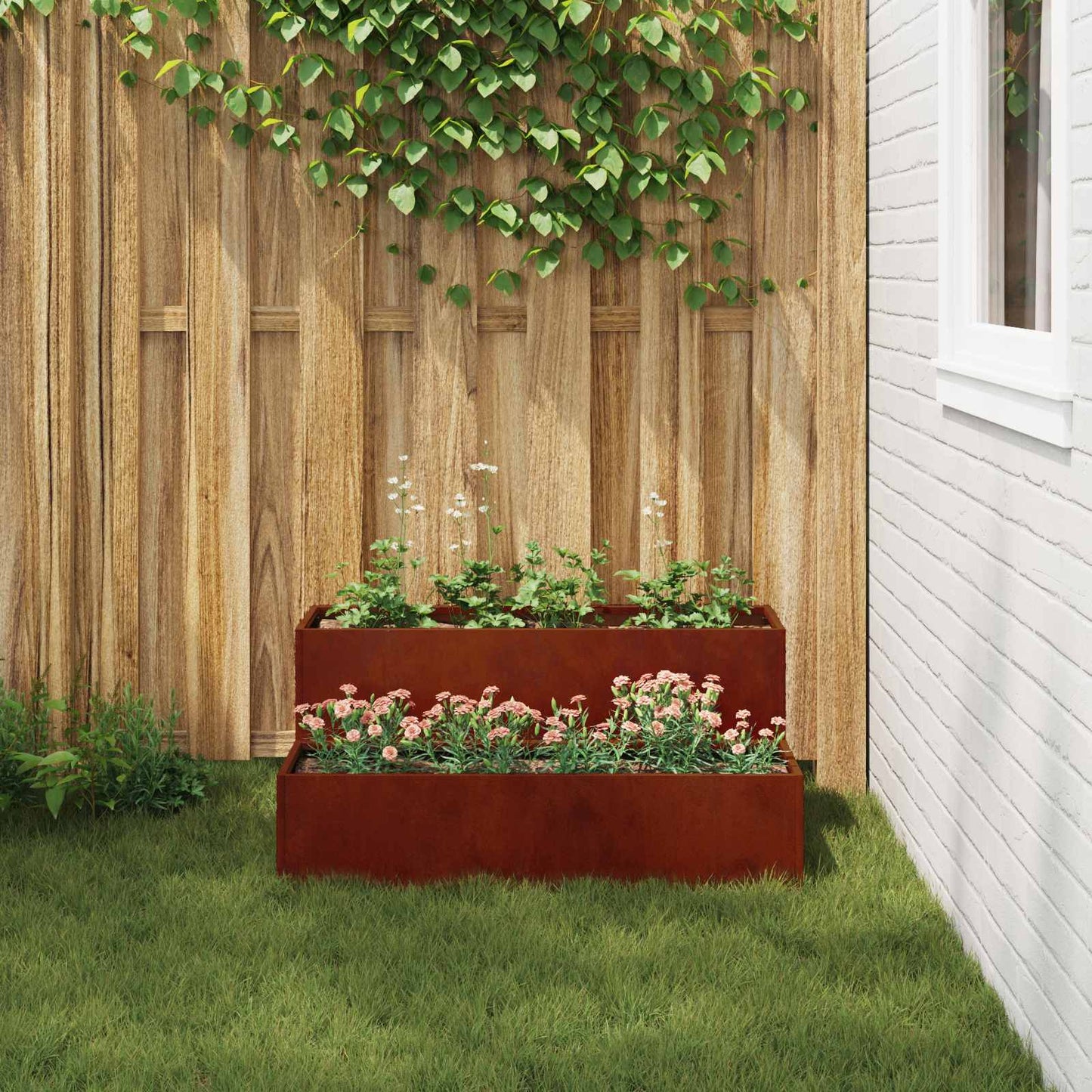 Garten-Pflanzgefäß Rostig 100 x 60 x 45 cm Wetterfeststahl