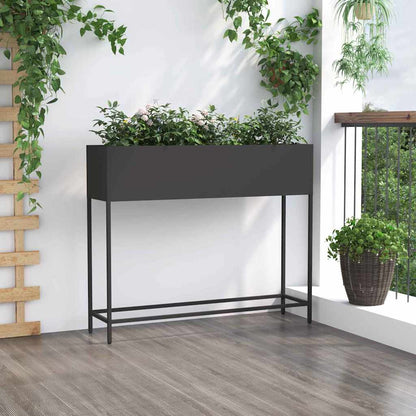 Hochbeet Gartenpflanzer Schwarz 100 x 26 x 82 cm Stahl