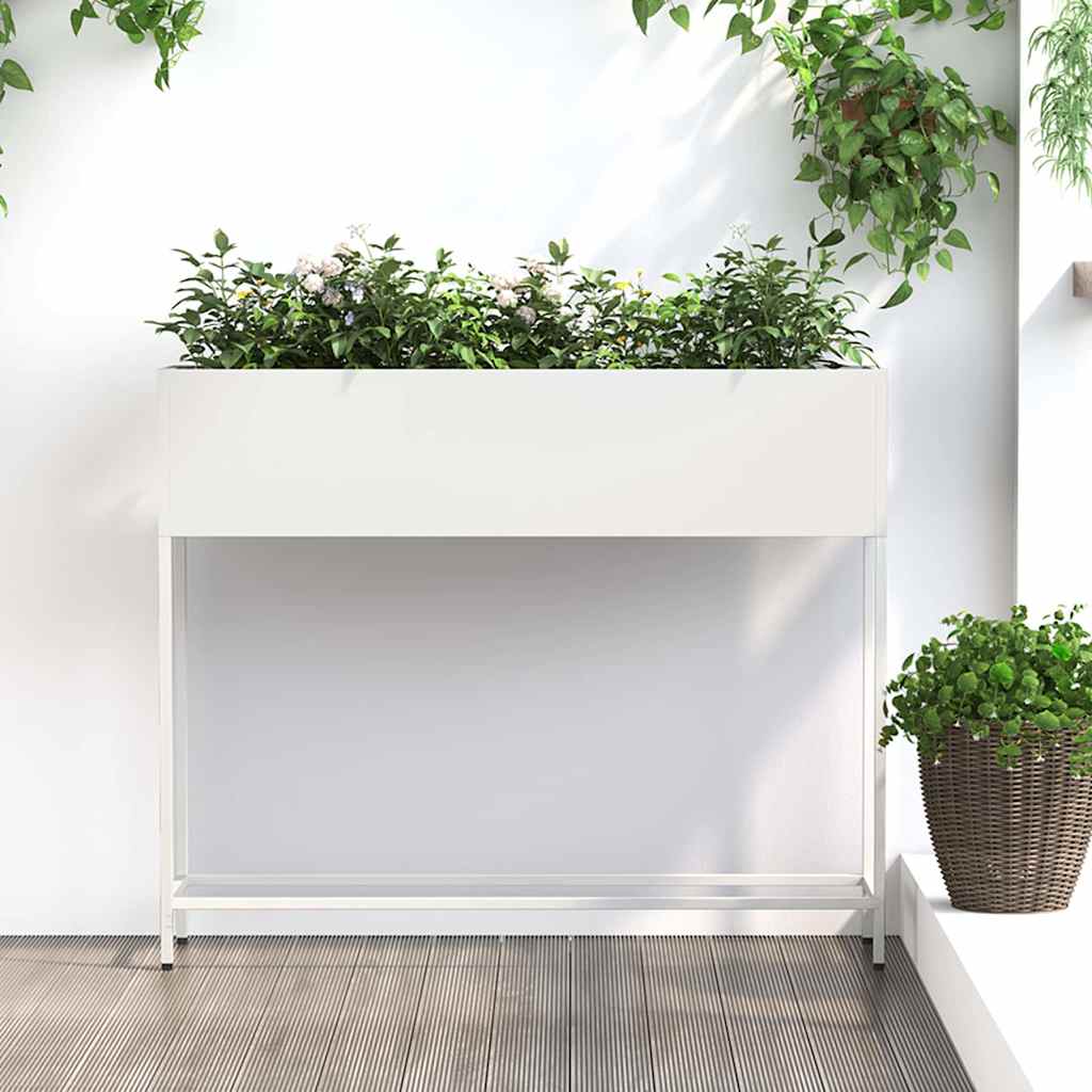 Hochbeet Gartenpflanzer Weiß 100 x 26 x 82 cm Stahl