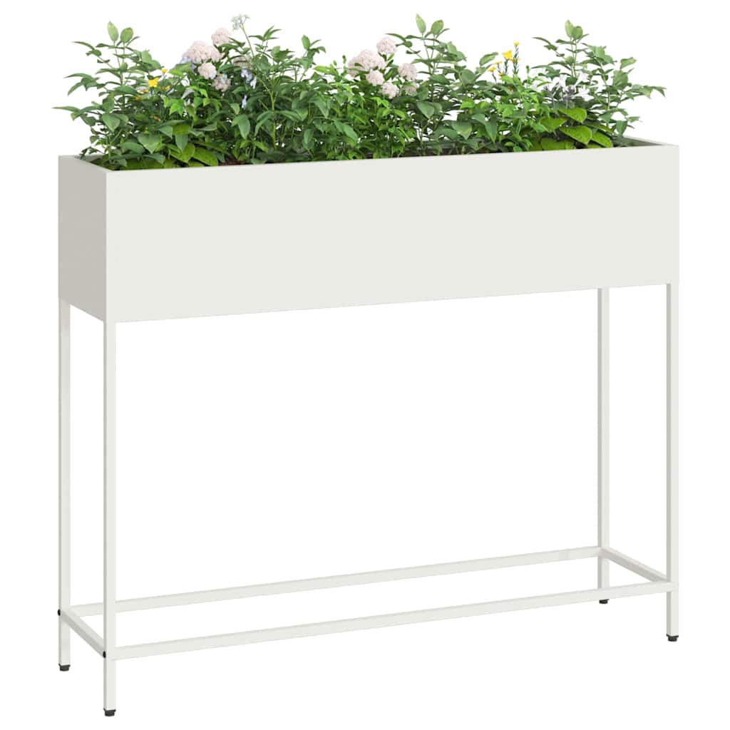Hochbeet Gartenpflanzer Weiß 100 x 26 x 82 cm Stahl