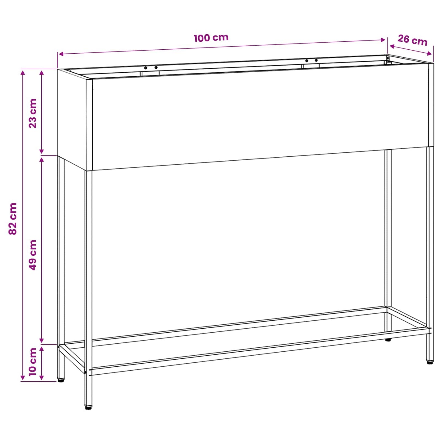 Hochbeet Gartenpflanzer Anthrazit 100 x 26 x 82 cm Stahl