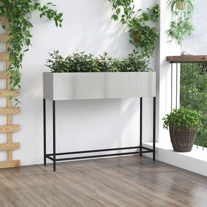 Hochbeet Gartenpflanzer Silber 100 x 26 x 82 cm Edelstahl