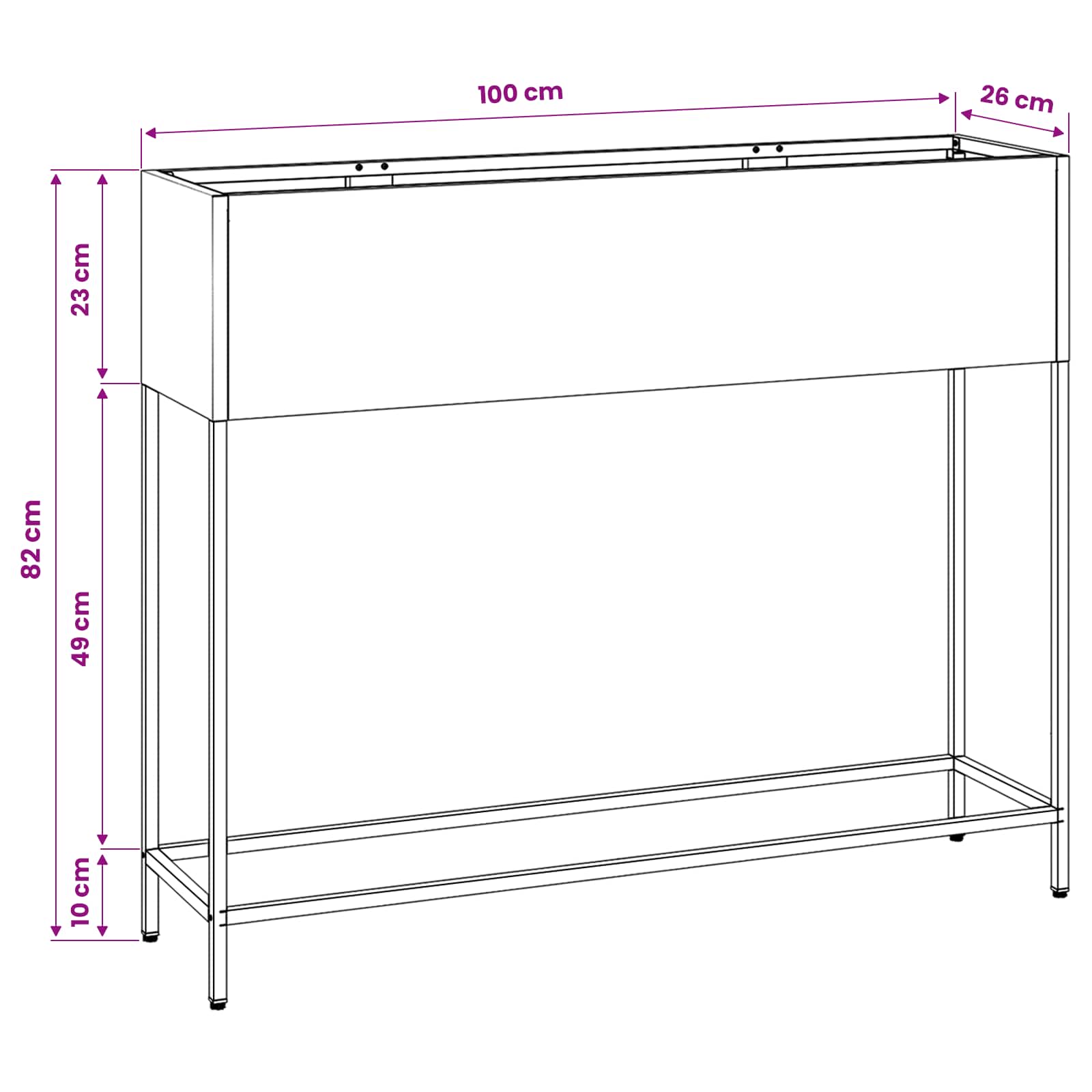 Hochbeet Gartenpflanzer Silber 100 x 26 x 82 cm Edelstahl